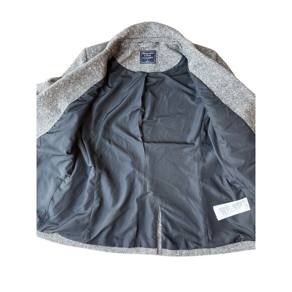 Abercrombie & Fitch Textured Grey Wool-Blend Tweed Blazer Size 8 - Picture 5 of 10
